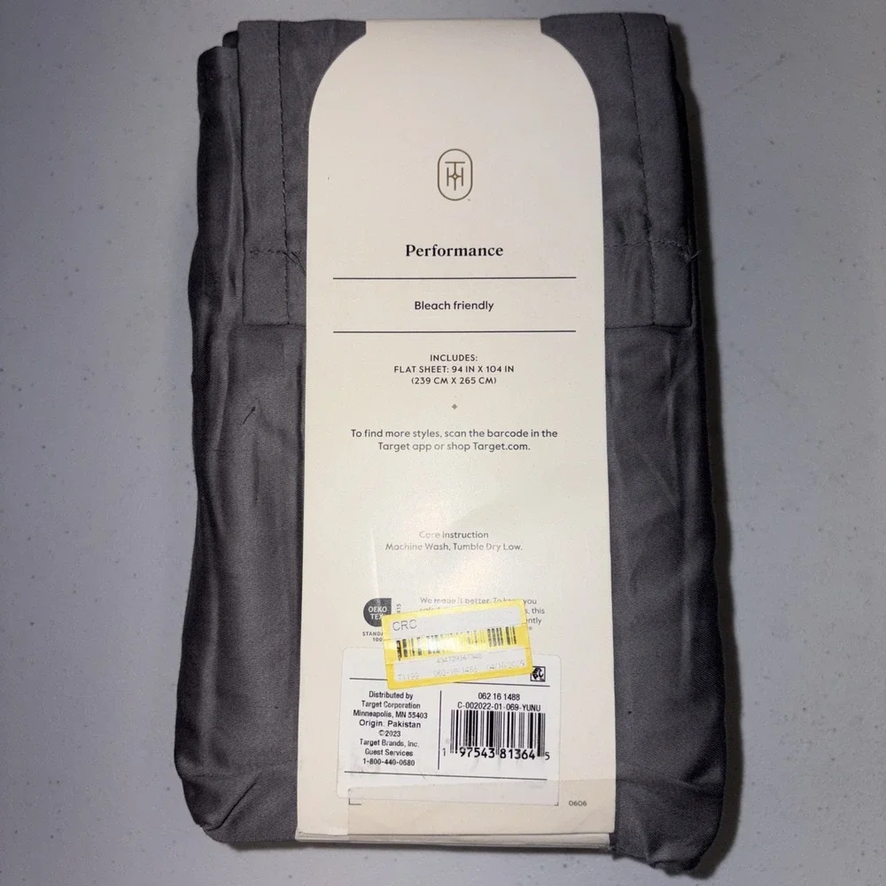 Threshold Queen Size 400 Thread Count Performance Flat Sheet - Radiant Gray